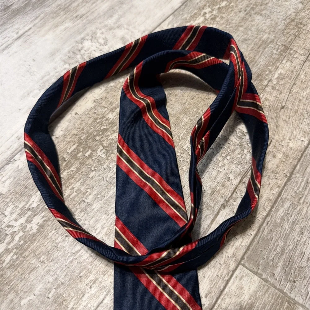 Christian Dior Tie Striped w/ Logo Accent Blue Red 56